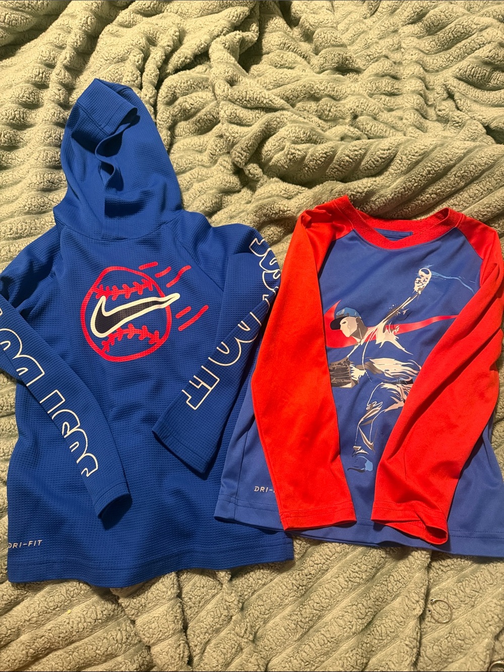 Nike Boys Blue & Red Baseball Hoodie and Raglan Top Set